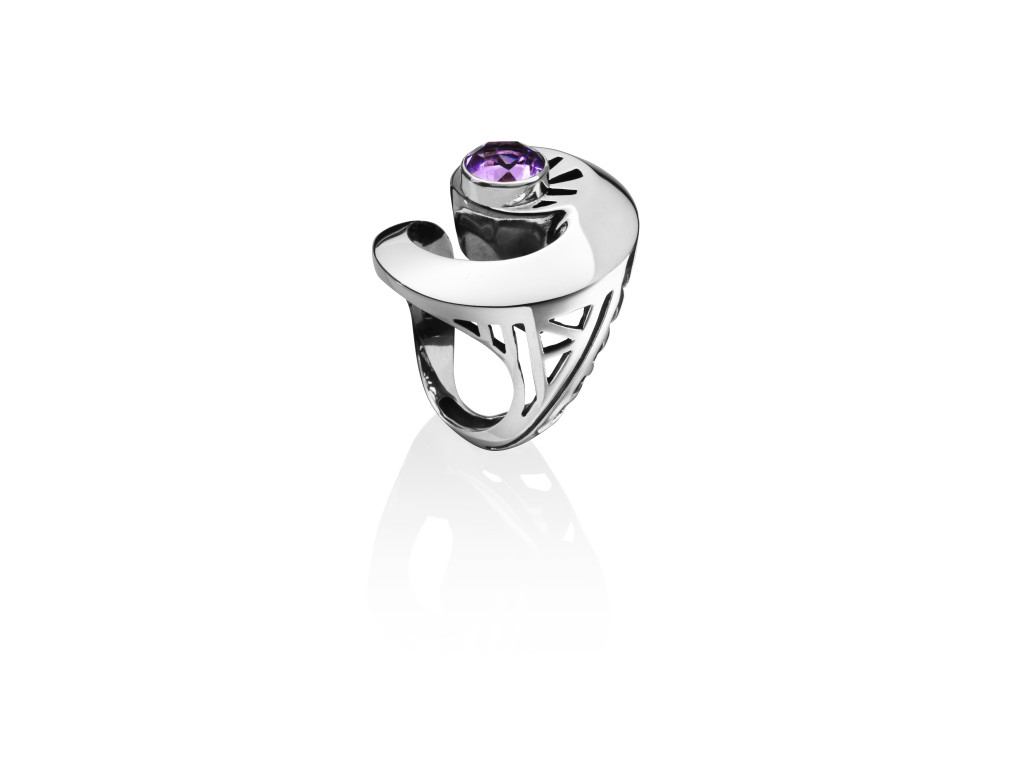 Sterling silver ring set with a semi-precious stone